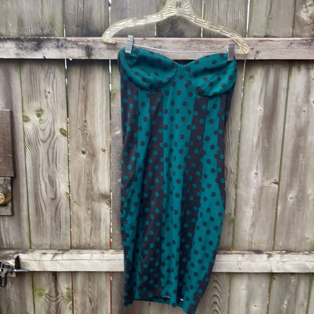 Kardashian strapless polka dot dress sz. L